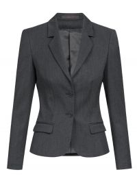 Grauer Damen Blazer Slim Fit mit tailliertem Schnitt und 2 Taschen – ideal für Büro, Empfang und Kundenkontakt